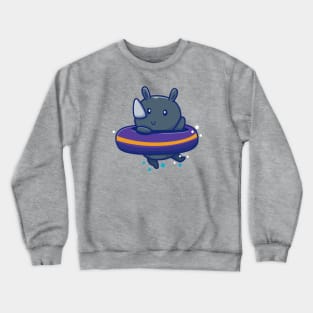 Cute Rhino With Swim Ring Crewneck Sweatshirt
